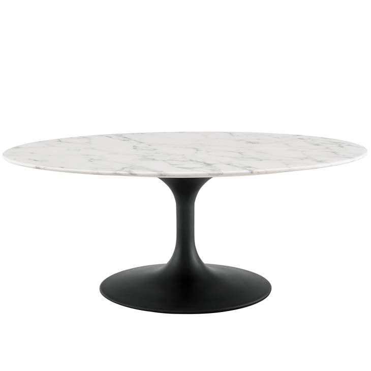 Tulip 42" Oval-Shaped Artificial Marble Coffee Table - living-essentials